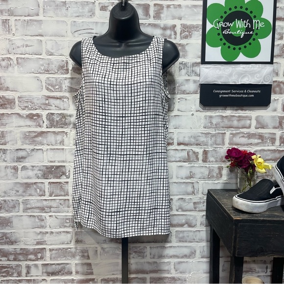 Eileen Fisher Black and White Checkered Blouse - Picture 1 of 7